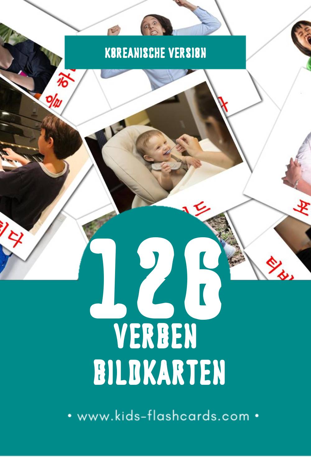 Visual 동사 Flashcards für Kleinkinder (126 Karten in Koreanisch)