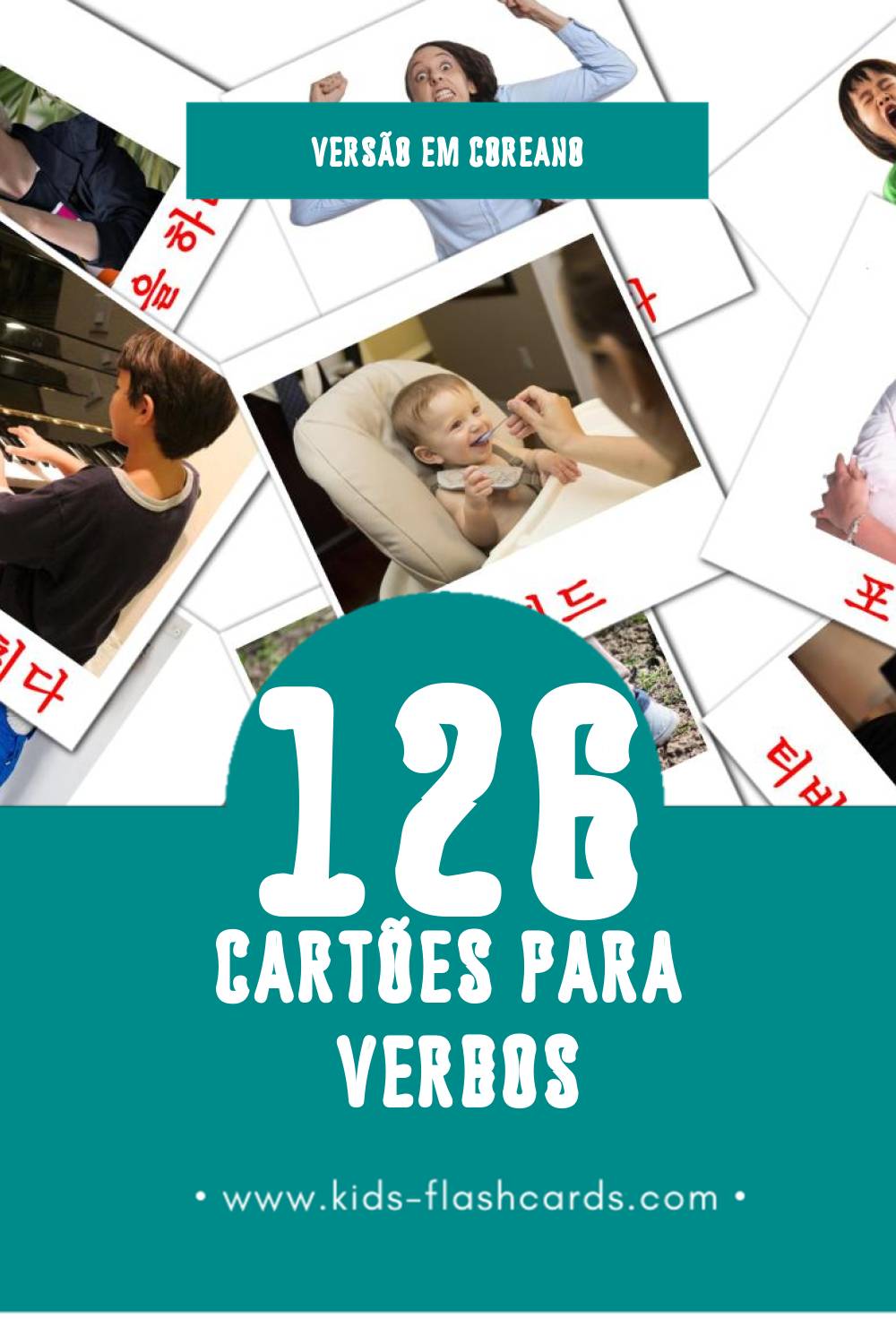 Flashcards de 동사 Visuais para Toddlers (126 cartões em Coreano)