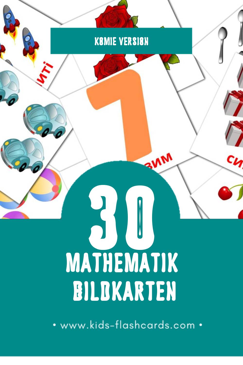 Visual Математика Flashcards für Kleinkinder (30 Karten in Komi)