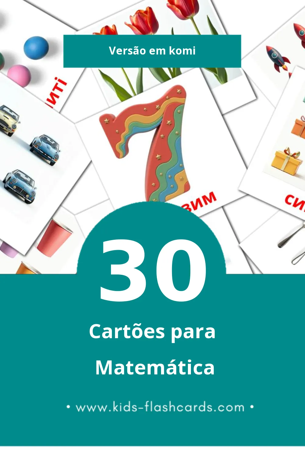 Flashcards de Математика Visuais para Toddlers (30 cartões em Komi)