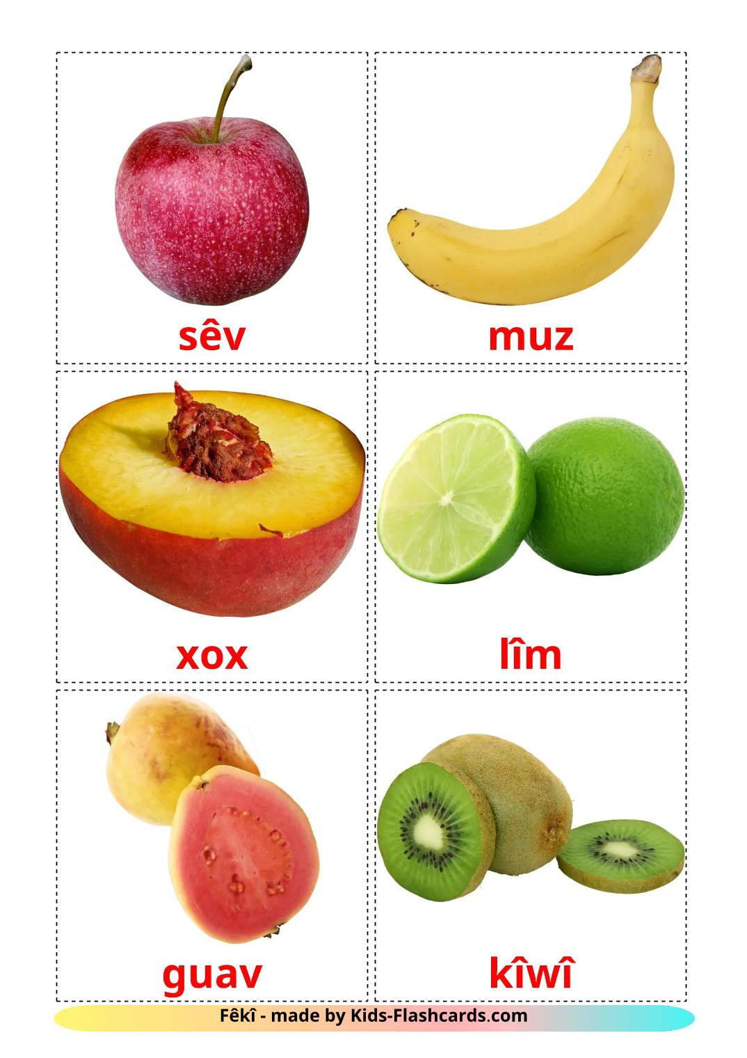 Fruits - 21 Free Printable kurdish(kurmanj) Flashcards 