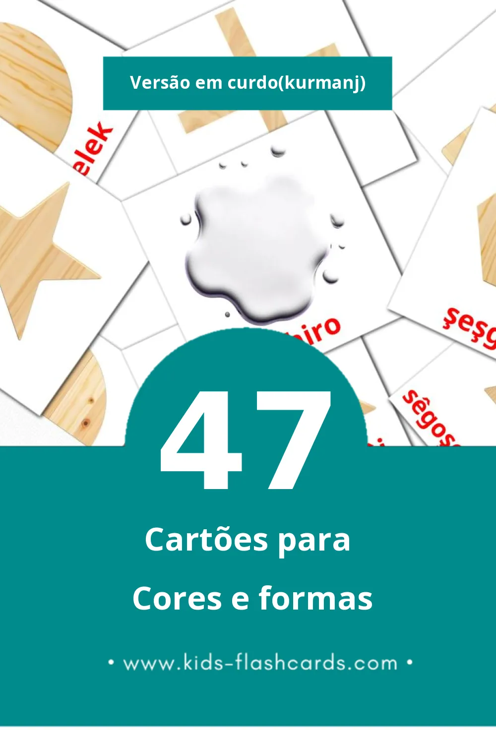 Flashcards de CORES Visuais para Toddlers (47 cartões em Curdo(kurmanj))