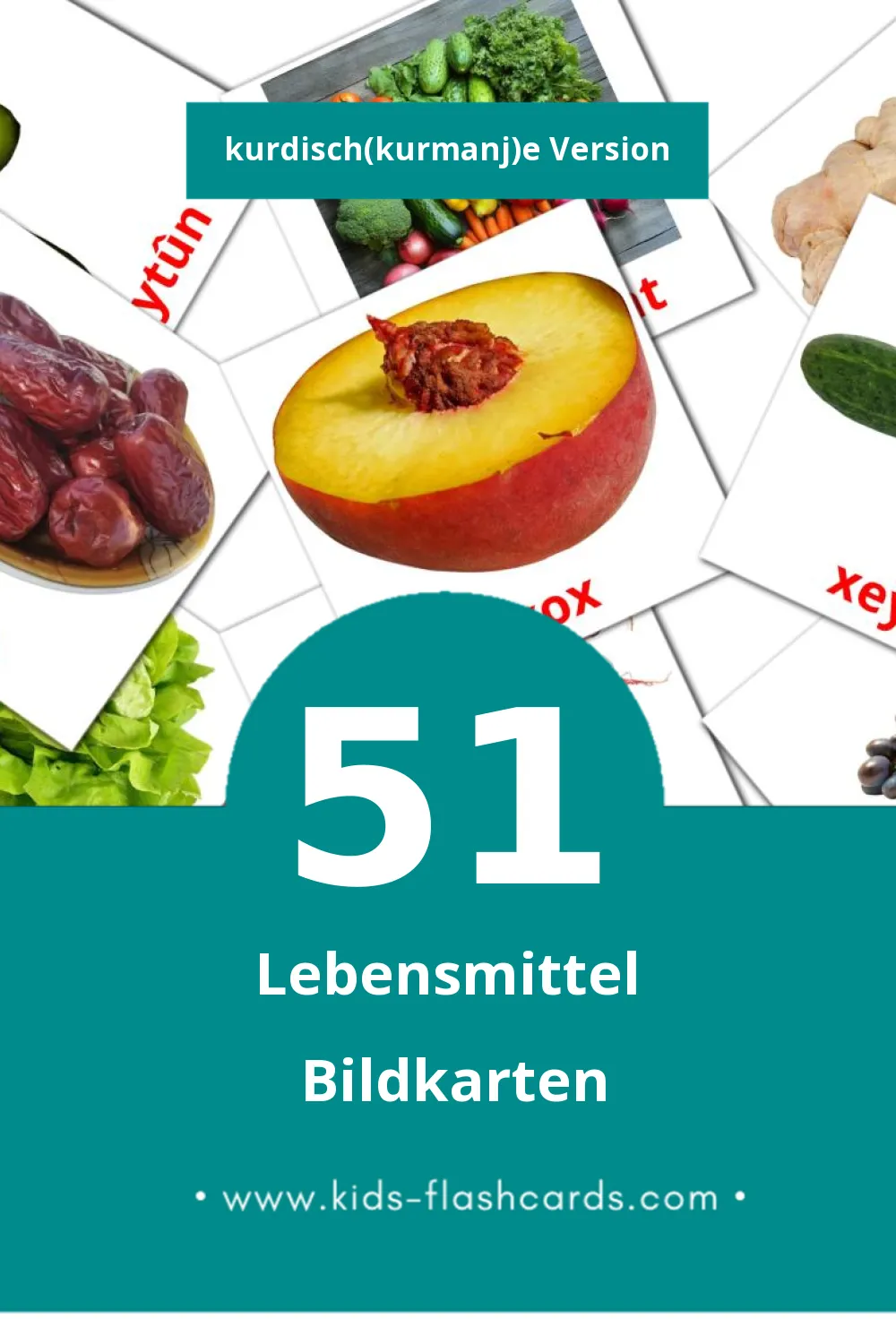 Visual Xwarin Flashcards für Kleinkinder (51 Karten in Kurdisch(kurmanj))