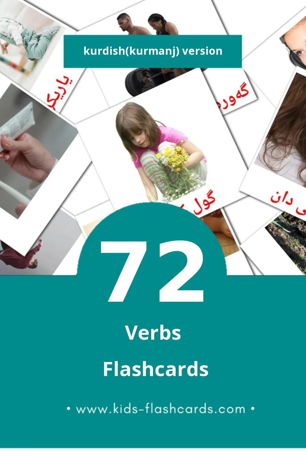 Visual کردارەکان Flashcards for Toddlers (72 cards in Kurdish(kurmanj))