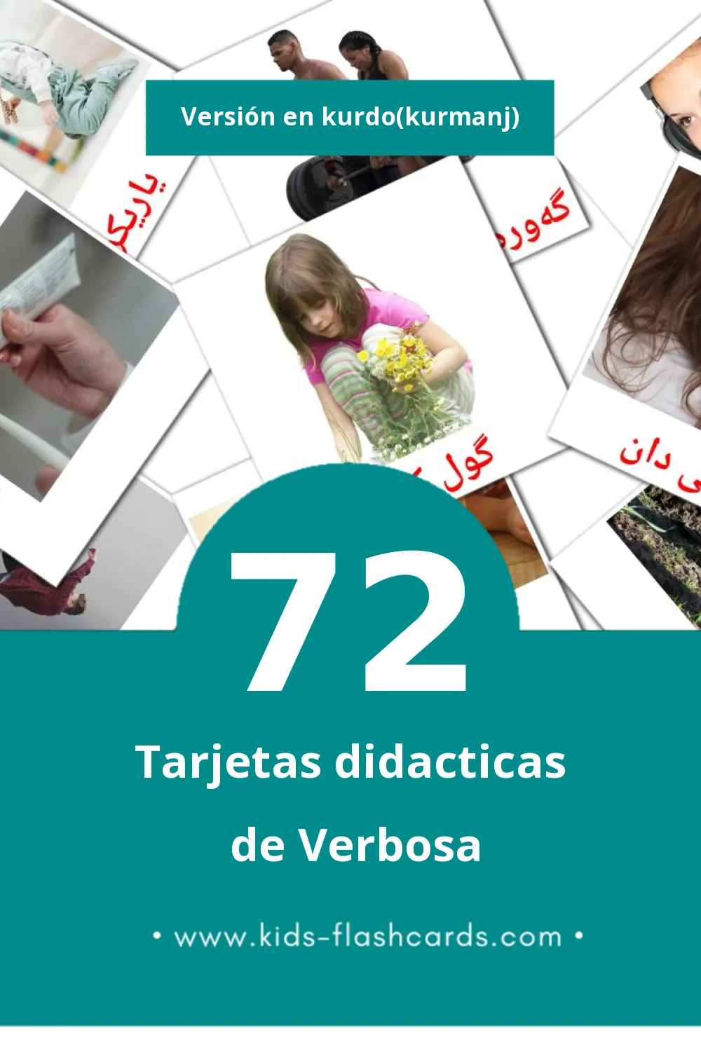Tarjetas visuales de کردارەکان para niños pequeños (72 tarjetas en Kurdo(kurmanj))