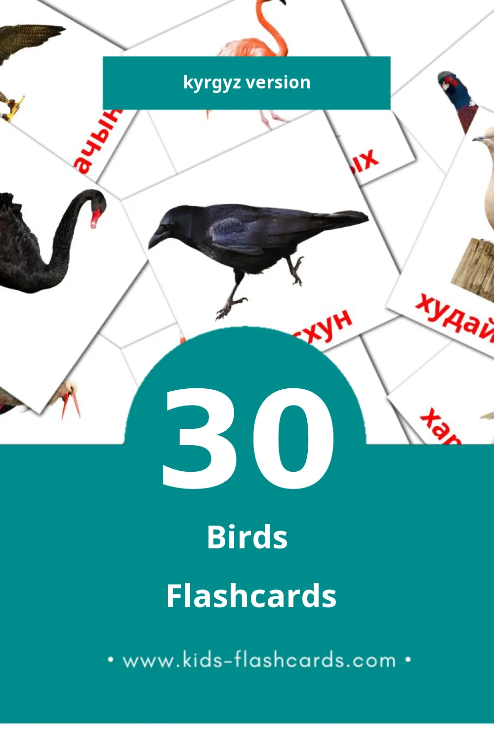 Visual Хустар Flashcards for Toddlers (30 cards in Kyrgyz)