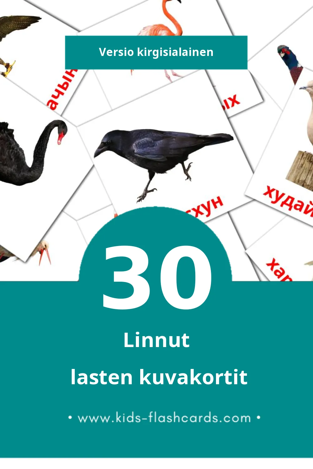 Visuelle billedkort for børn om Хустар til småbørn (30 kort på Kirgisialaiseksi)
