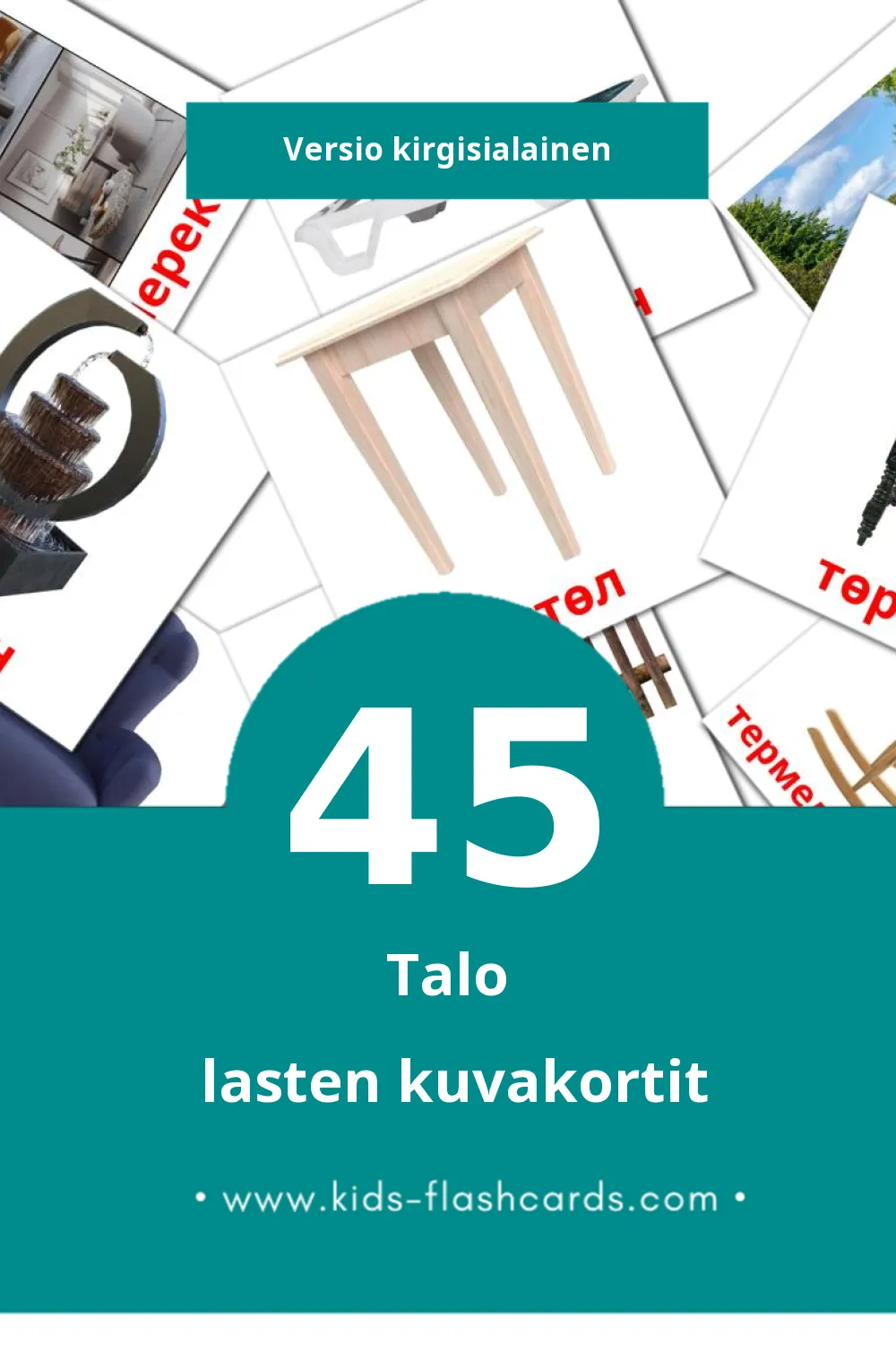 үй lasten kuvakortit pikkulapsille (45 korttia Kirgisialaiseksi)