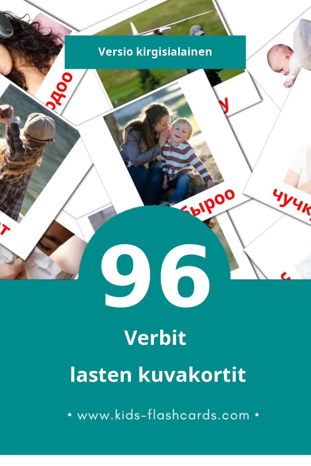 Этиш lasten kuvakortit pikkulapsille (96 korttia Kirgisialaiseksi)
