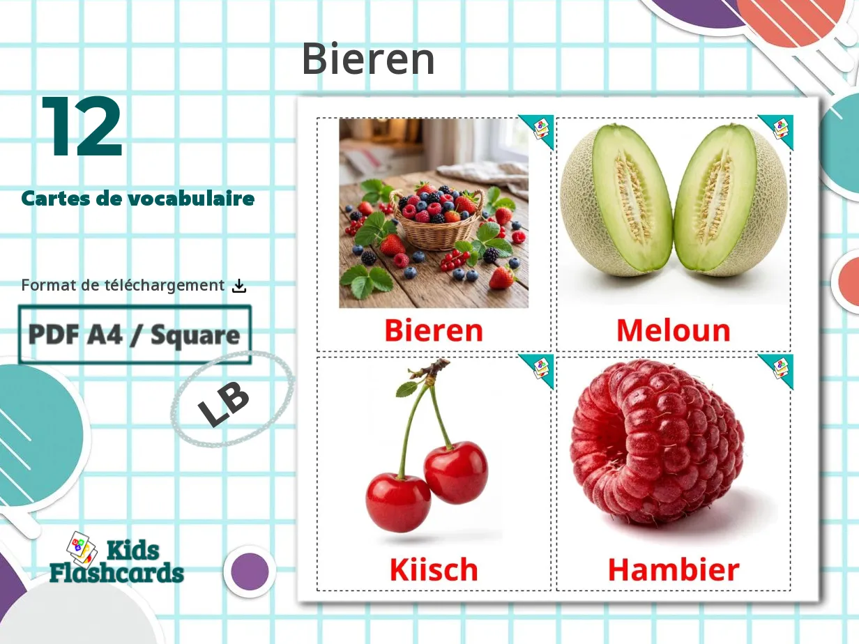 12 Cartes de Vocabulaire pour Enfants GRATUITES Baies à Imprimer en ...