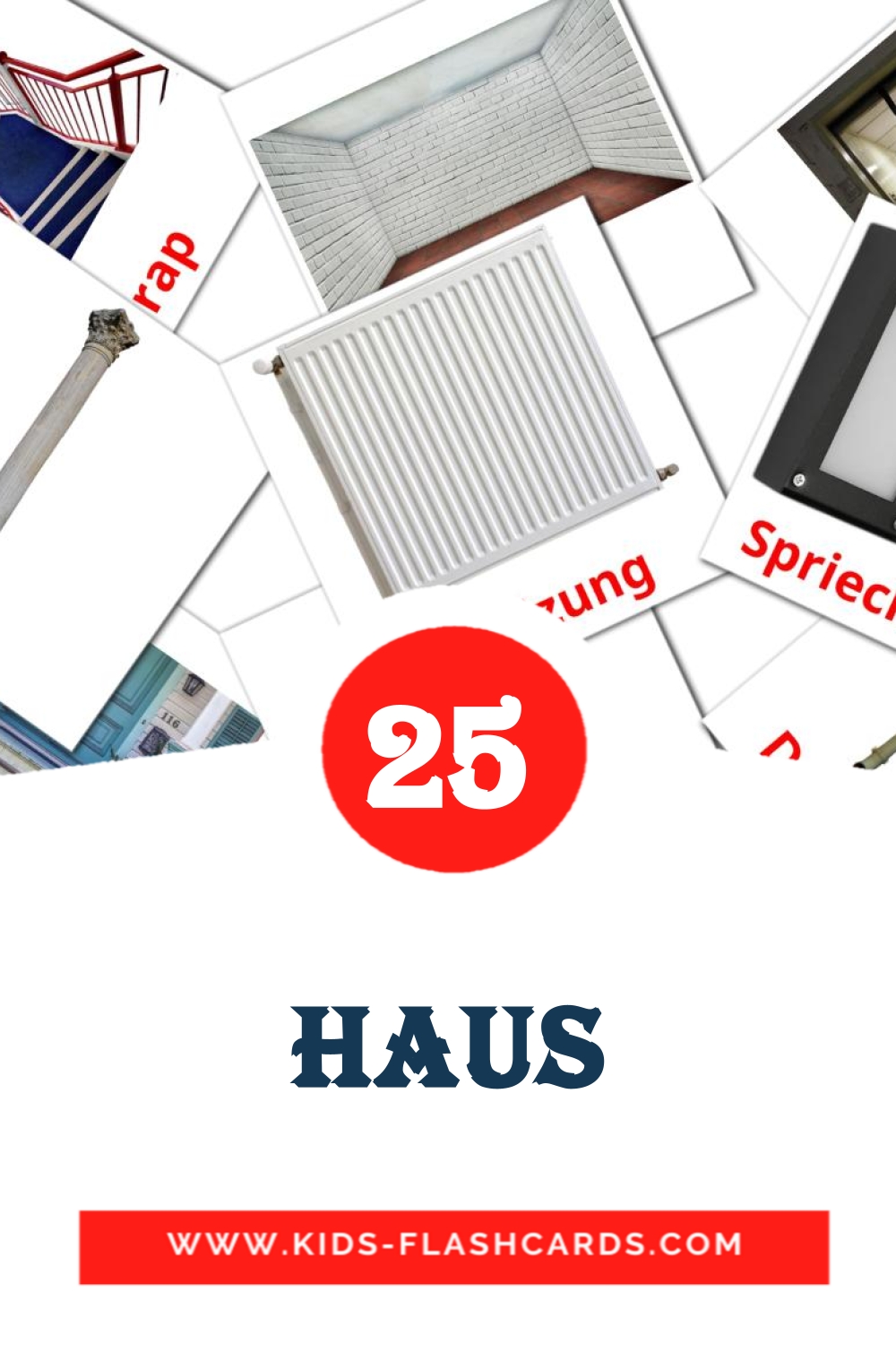 25 tarjetas didacticas de Haus para el jardín de infancia en luxemburgués