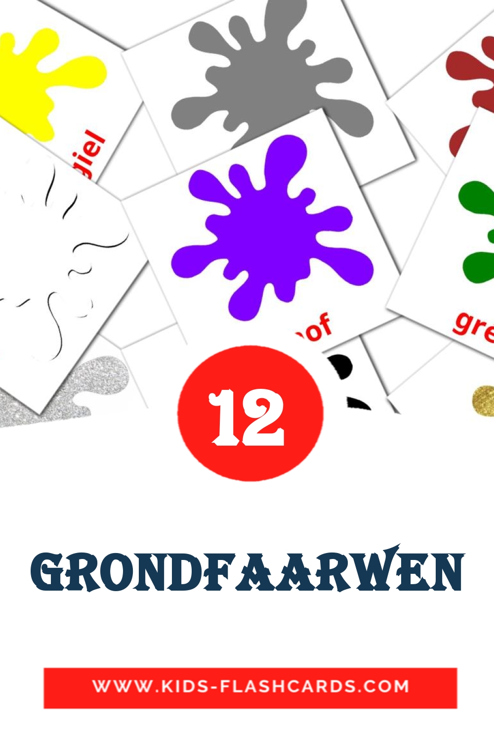 12 Grondfaarwen Picture Cards for Kindergarden in luxembourgish