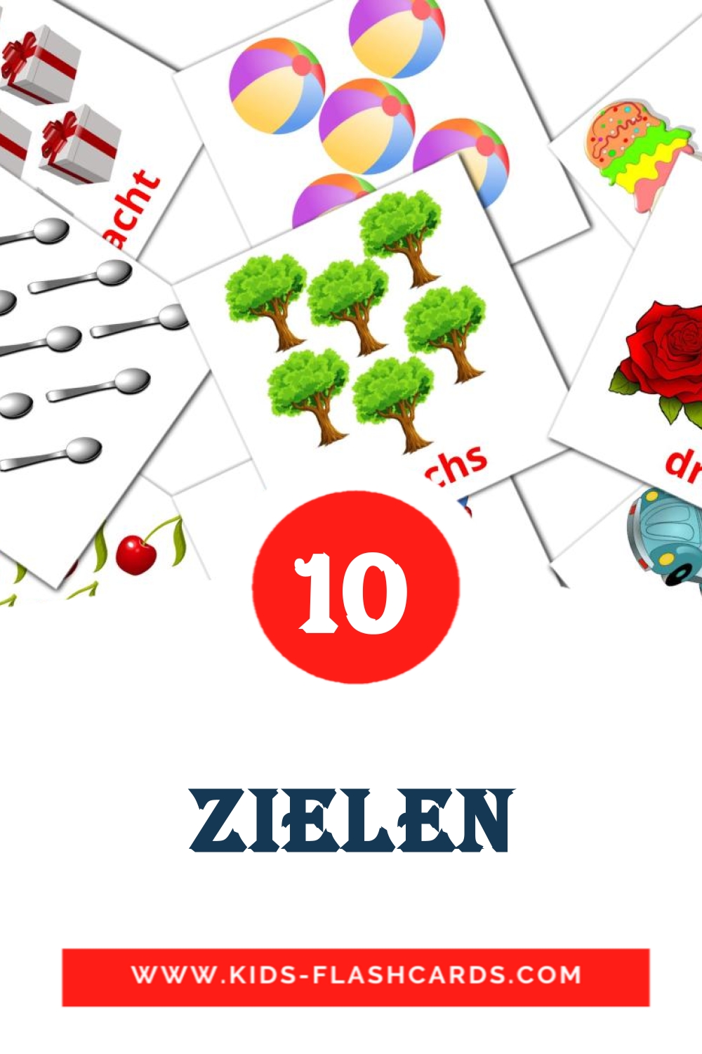 10 Cartões com Imagens de Zielen para Jardim de Infância em luxemburguês