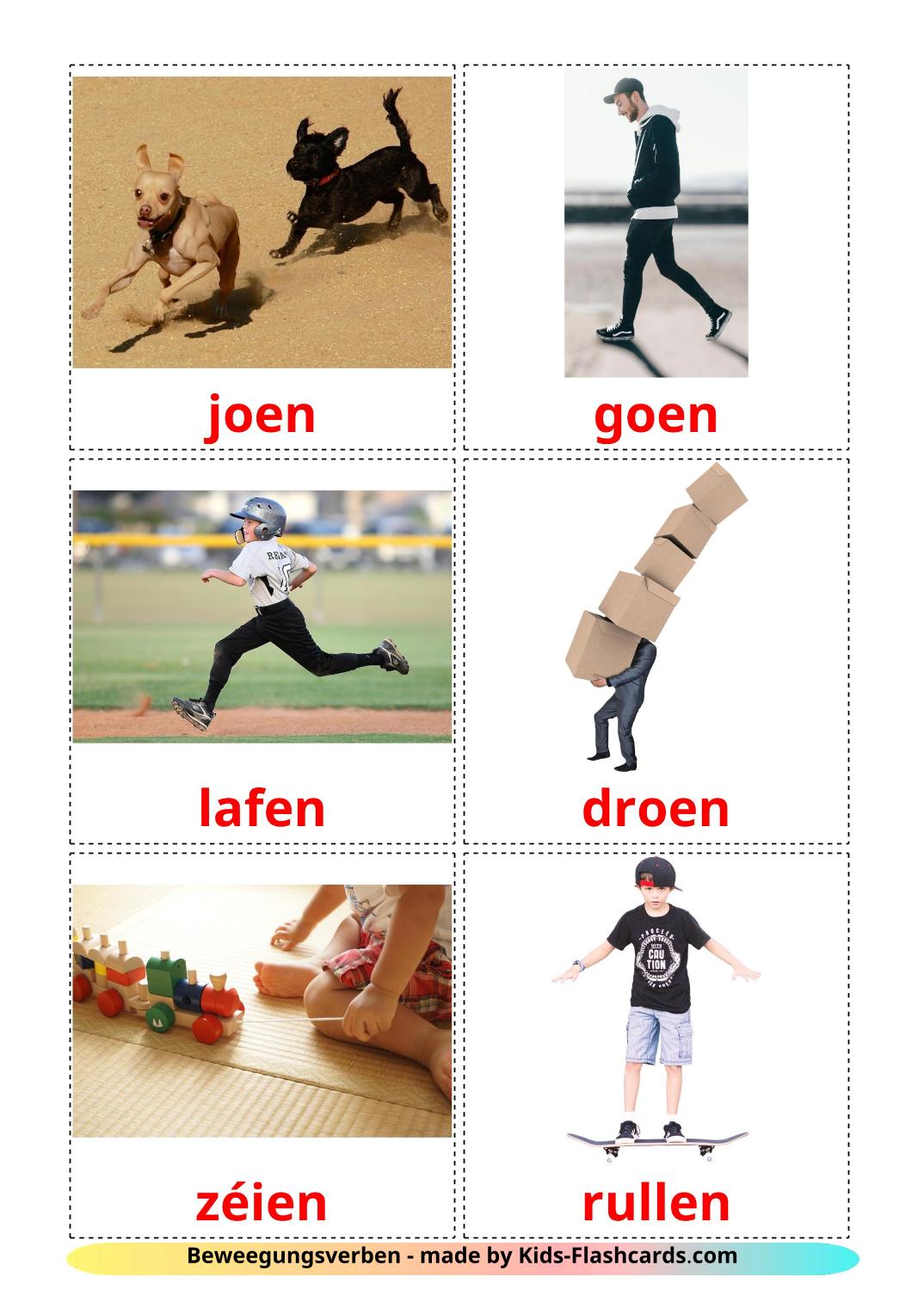 Movement verbs - 19 Free Printable luxembourgish Flashcards 