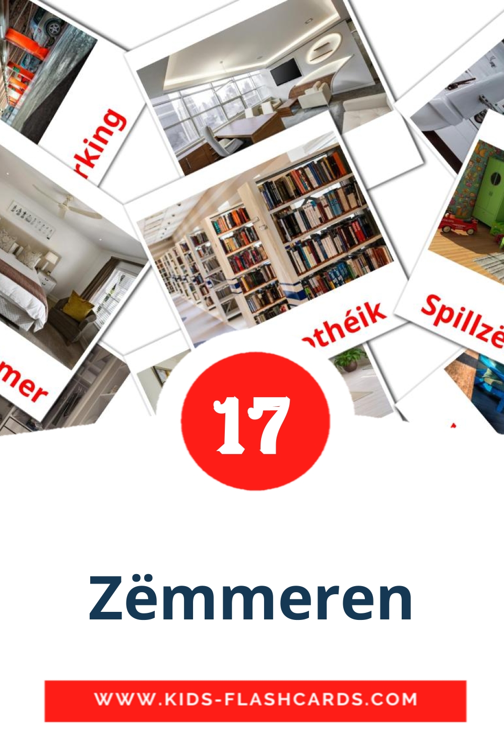 17 Zëmmeren Picture Cards for Kindergarden in luxembourgish