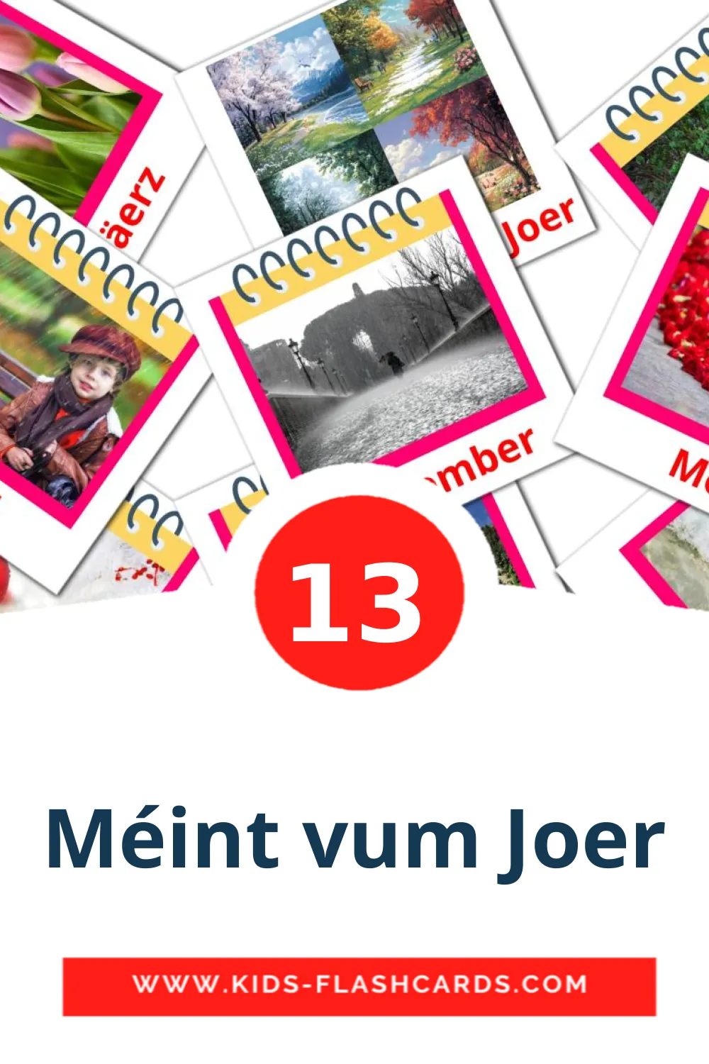 13 Méint vum Joer Picture Cards for Kindergarden in luxembourgish