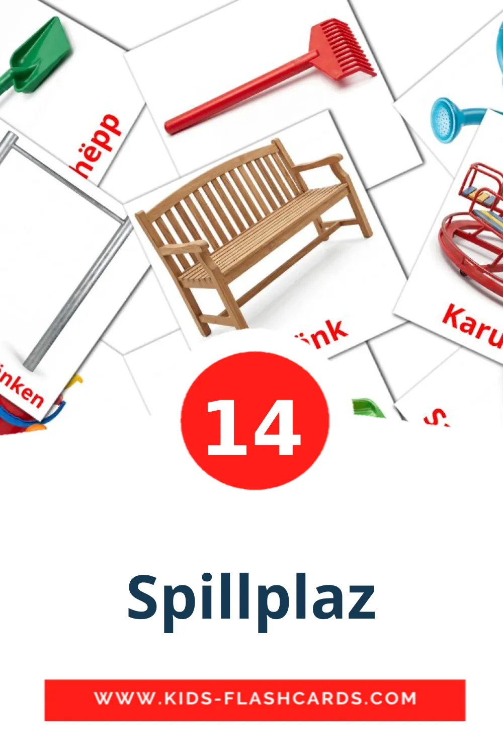 14 tarjetas didacticas de Spillplaz para el jardín de infancia en luxemburgués