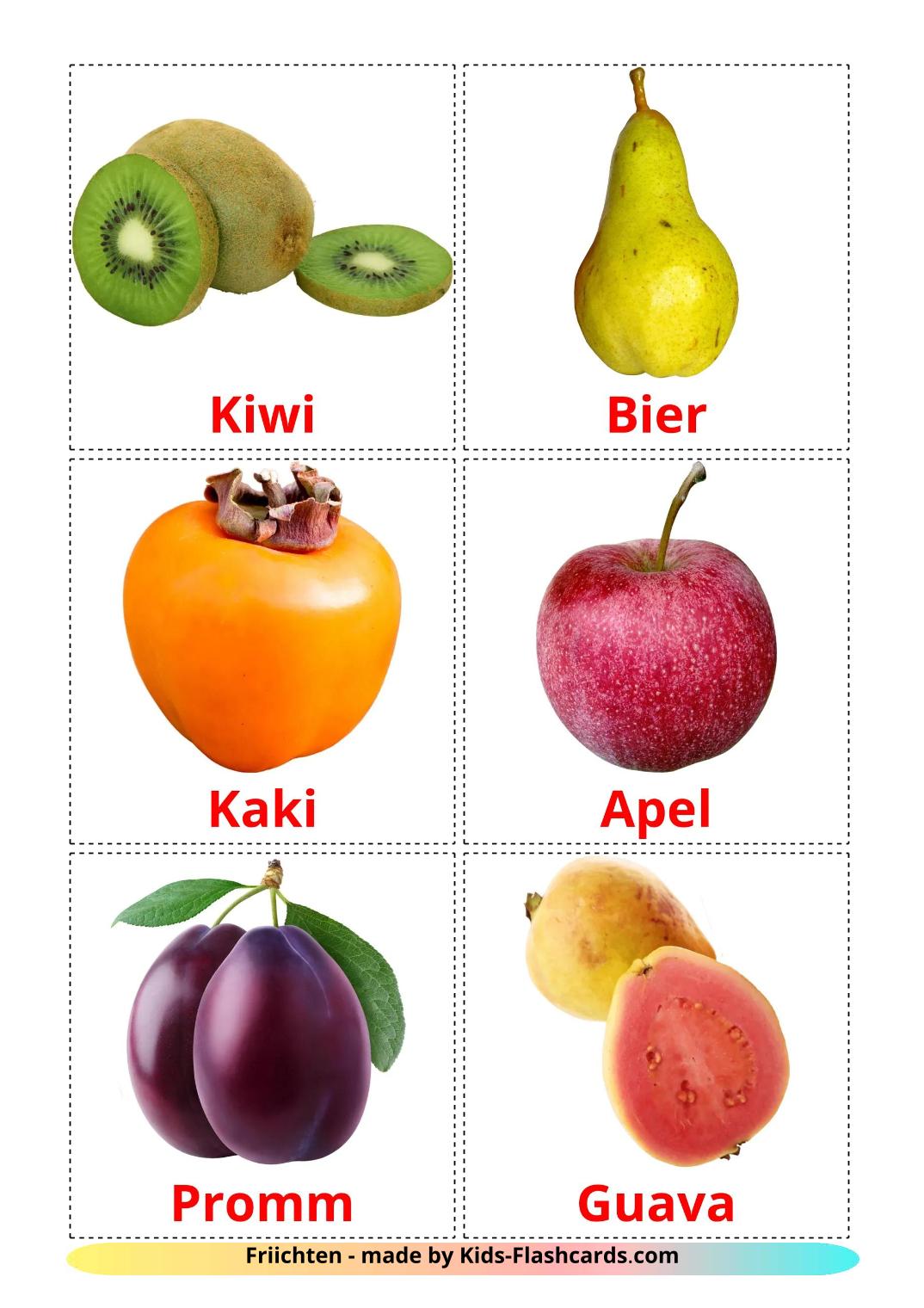 Les Fruits - 21 Flashcards luxembourgeois imprimables gratuitement