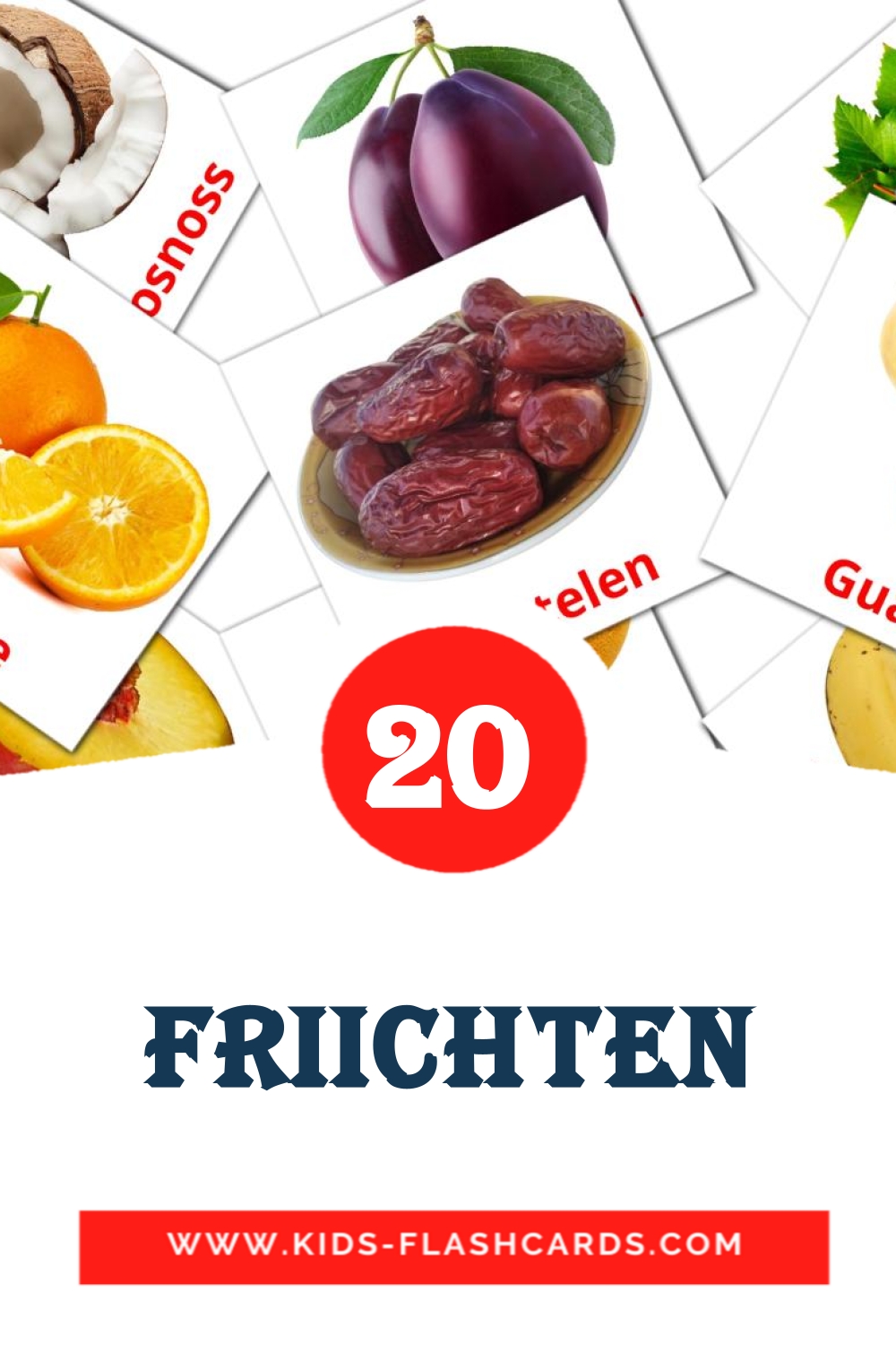 20 tarjetas didacticas de Friichten para el jardín de infancia en luxemburgués