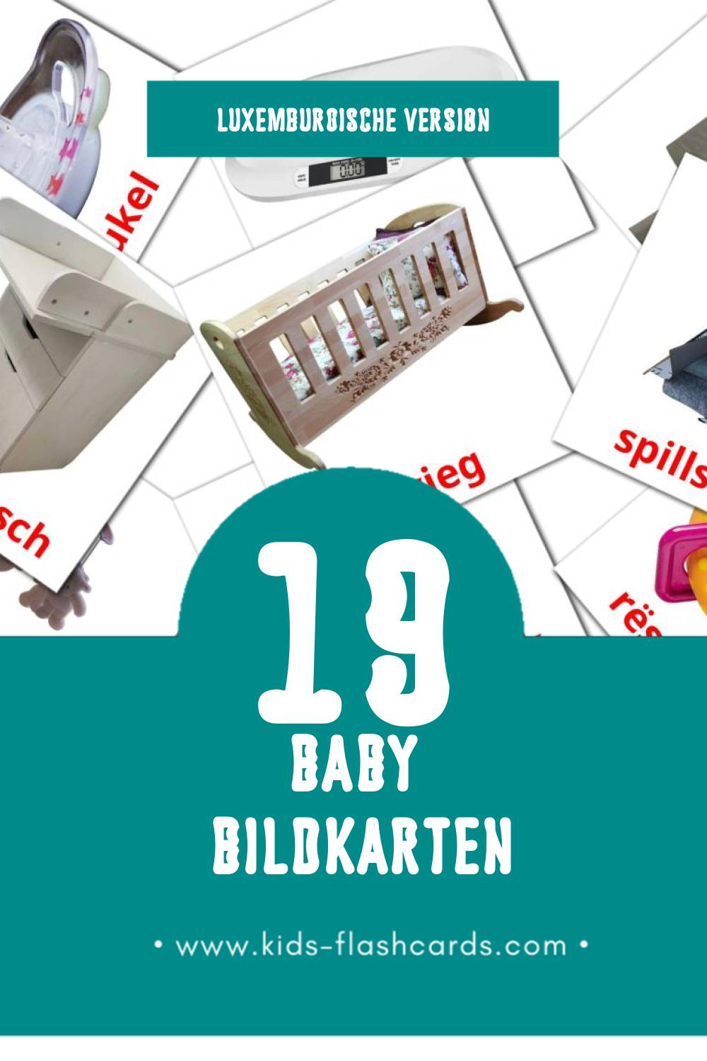 Visual bebe Flashcards für Kleinkinder (19 Karten in Luxemburgisch)