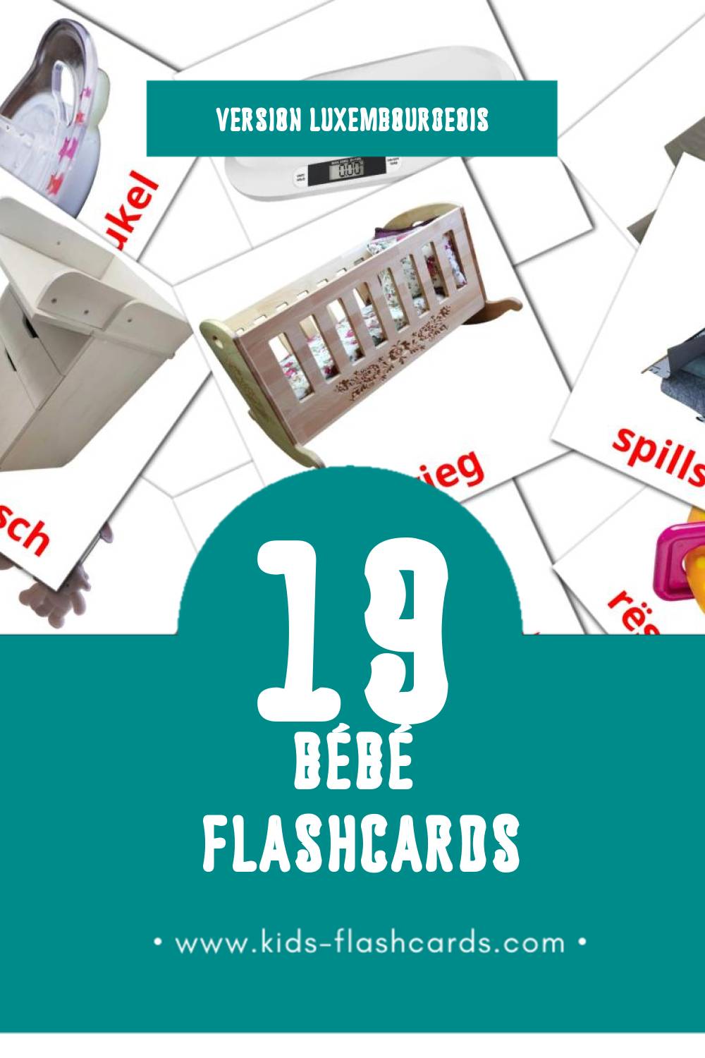 Flashcards Visual bebe pour les tout-petits (19 cartes en Luxembourgeois)