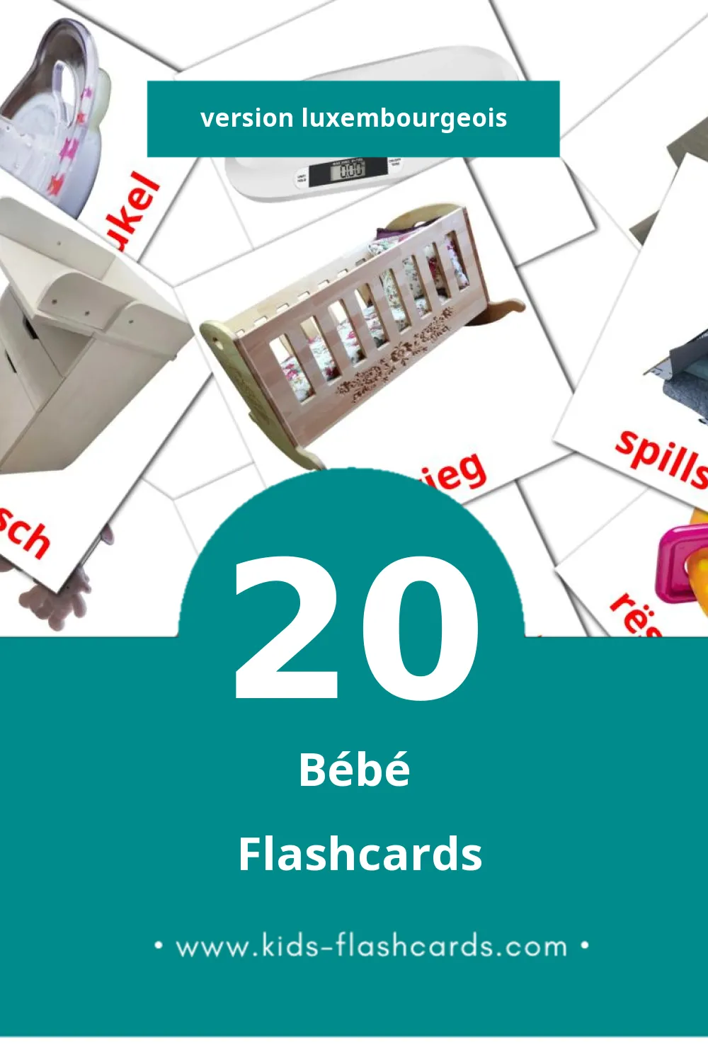 Flashcards Visual bebe pour les tout-petits (20 cartes en Luxembourgeois)