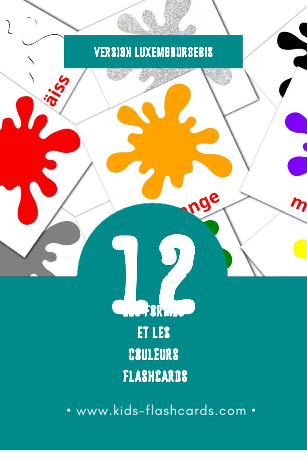 Flashcards Visual Faarwen a Formen pour les tout-petits (12 cartes en Luxembourgeois)