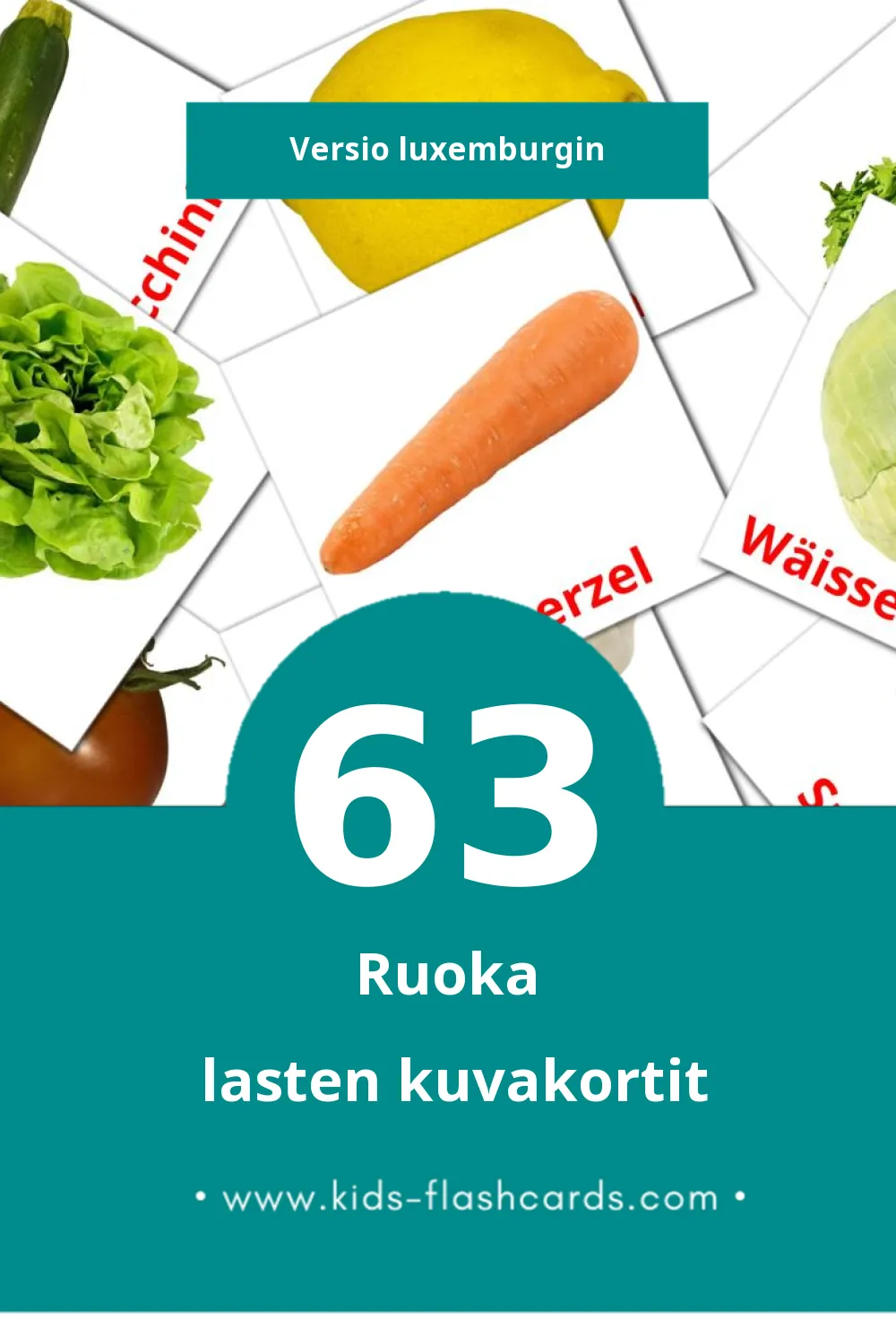 Iessen lasten kuvakortit pikkulapsille (63 korttia Luxemburginksi)