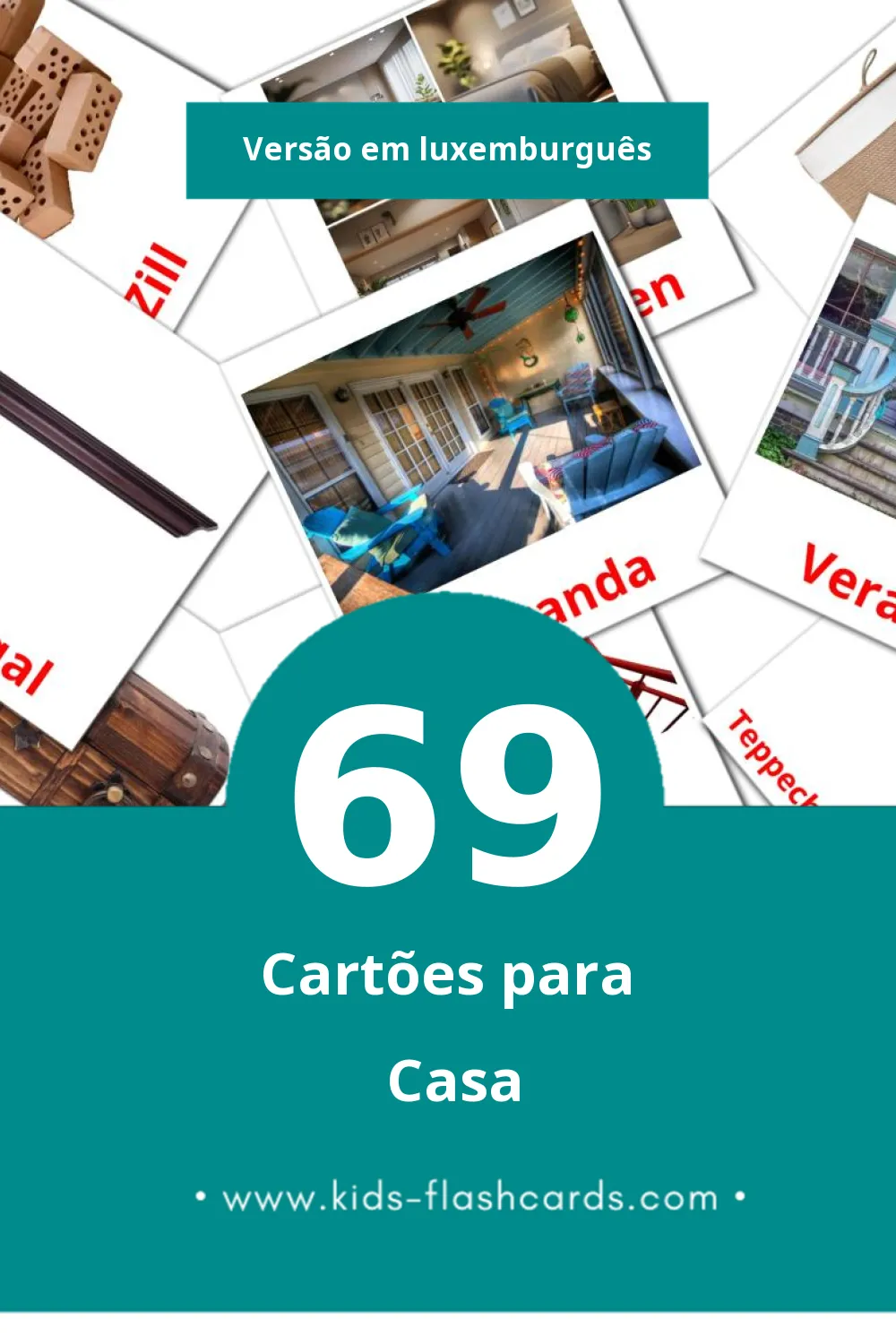 Flashcards de Doheem Visuais para Toddlers (69 cartões em Luxemburguês)