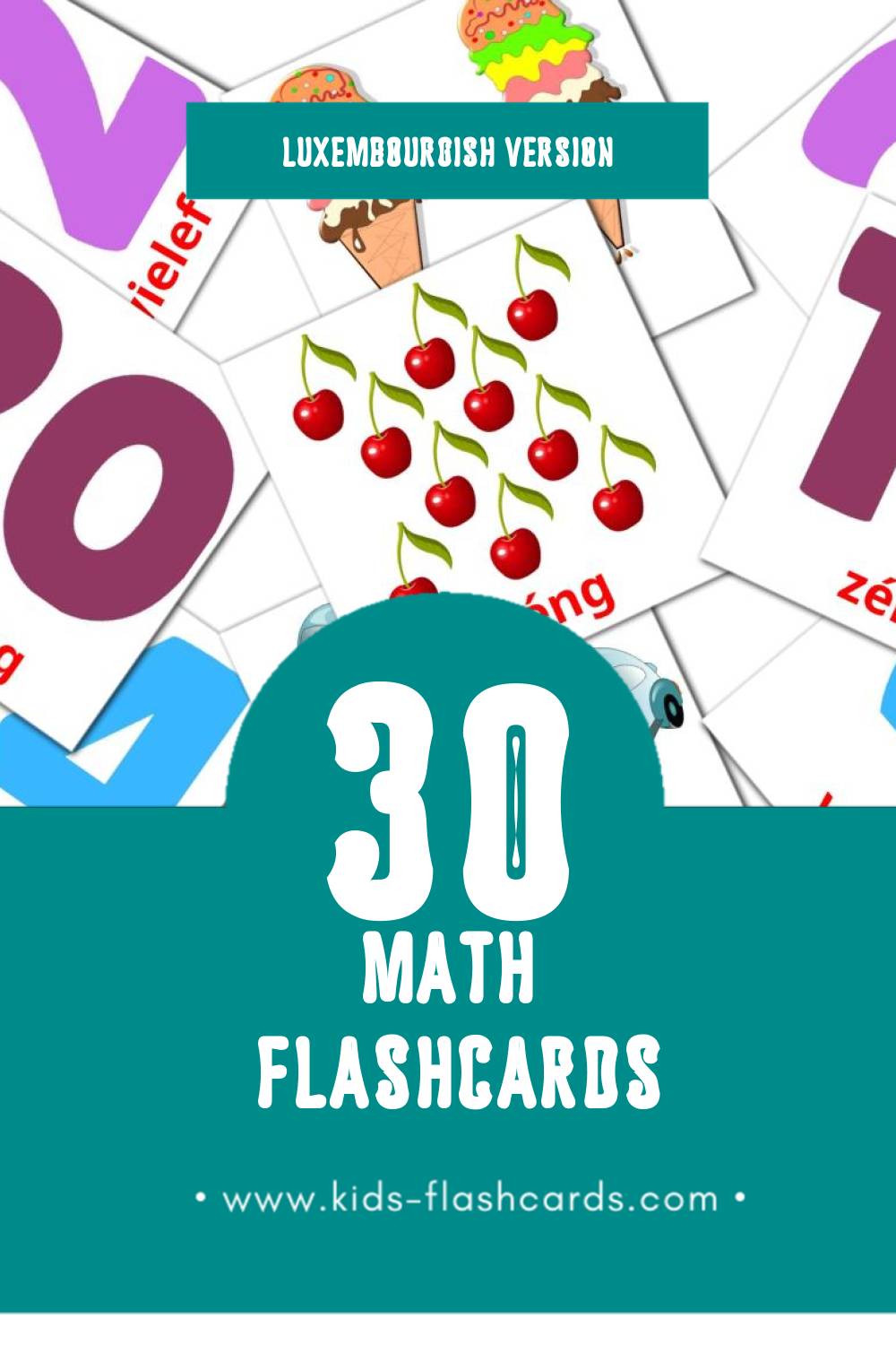 Visual Mathematik Flashcards for Toddlers (30 cards in Luxembourgish)