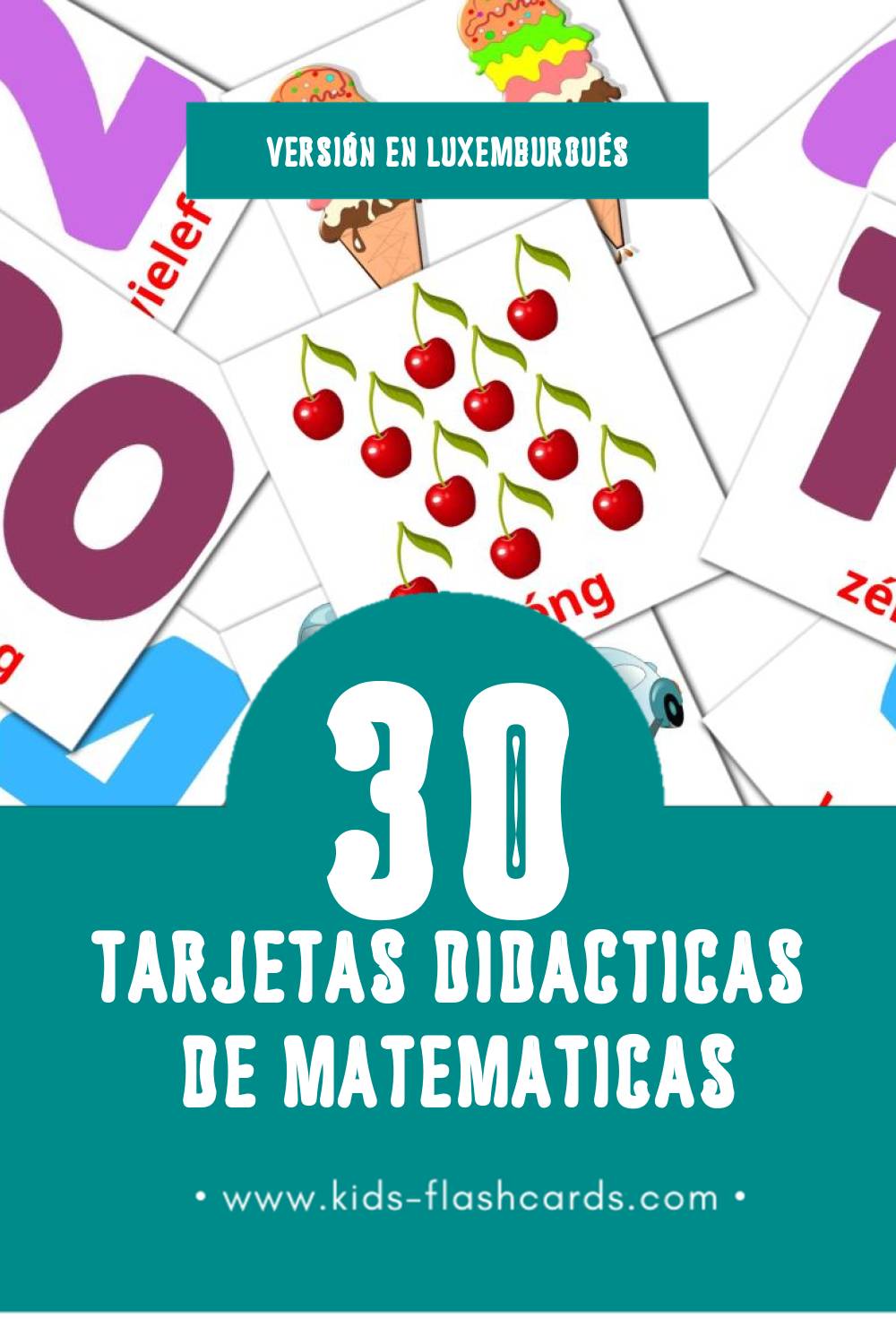 Tarjetas visuales de Mathematik para niños pequeños (30 tarjetas en Luxemburgués)
