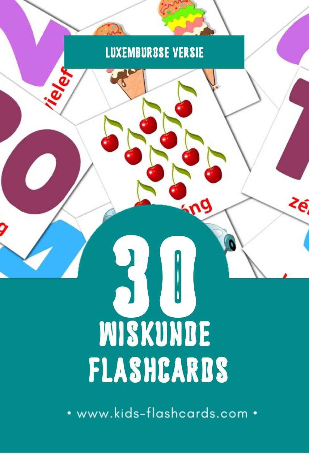 Visuele Mathematik Flashcards voor Kleuters (30 kaarten in het Luxemburgs)