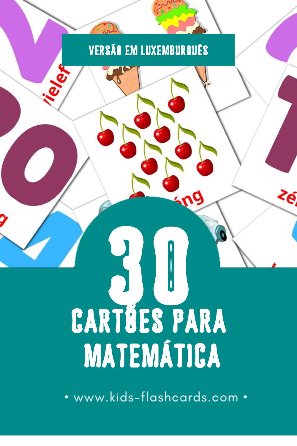Flashcards de Mathematik Visuais para Toddlers (30 cartões em Luxemburguês)