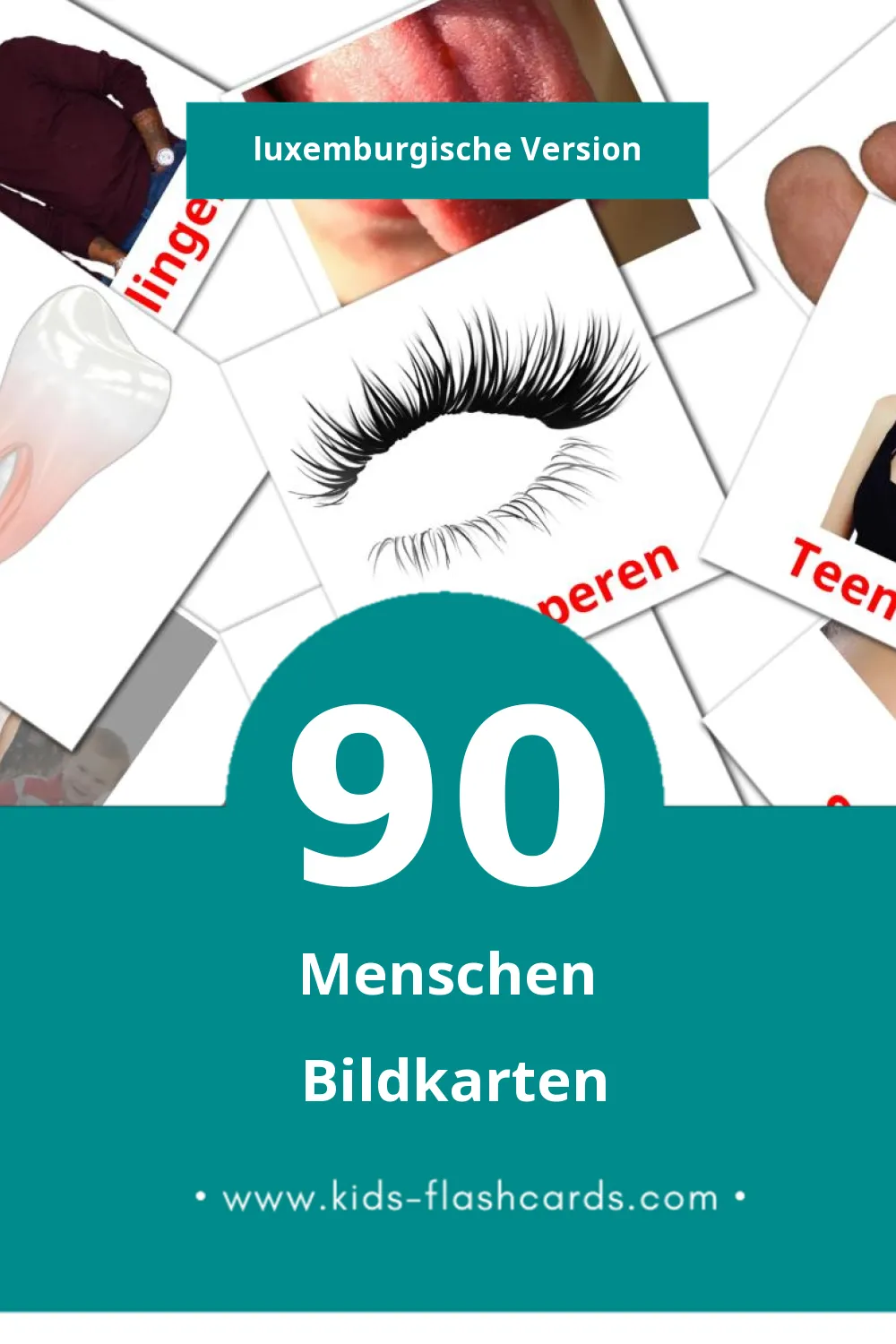 Visual Leit Flashcards für Kleinkinder (90 Karten in Luxemburgisch)