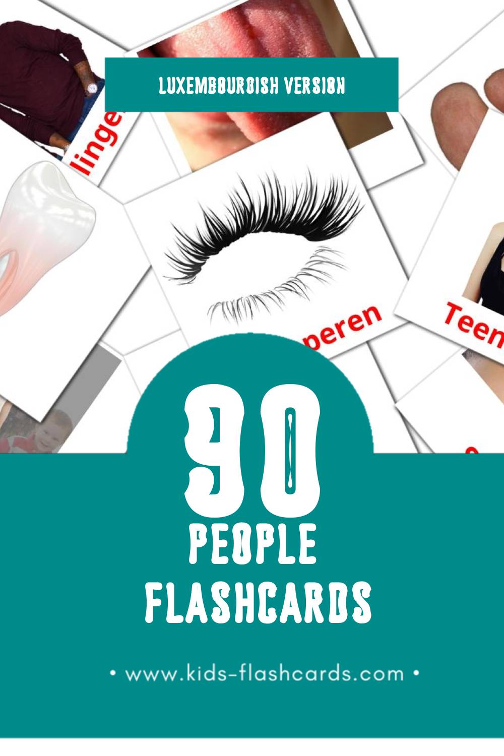 Visual Leit Flashcards for Toddlers (90 cards in Luxembourgish)