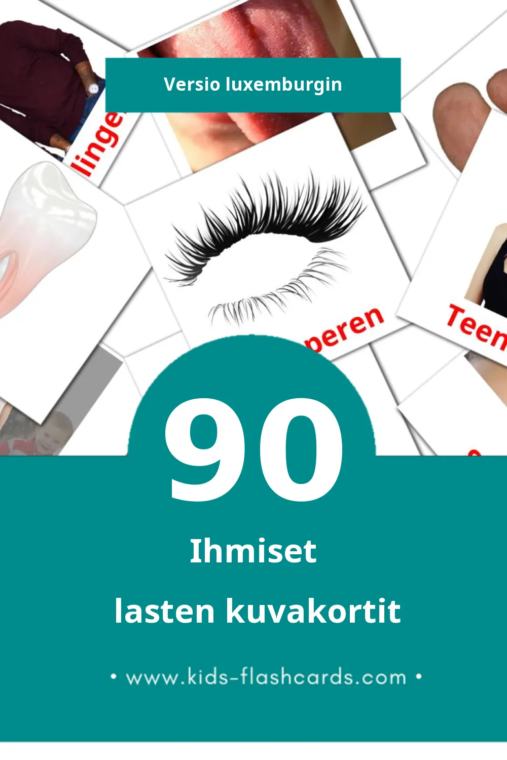 Leit lasten kuvakortit pikkulapsille (90 korttia Luxemburginksi)