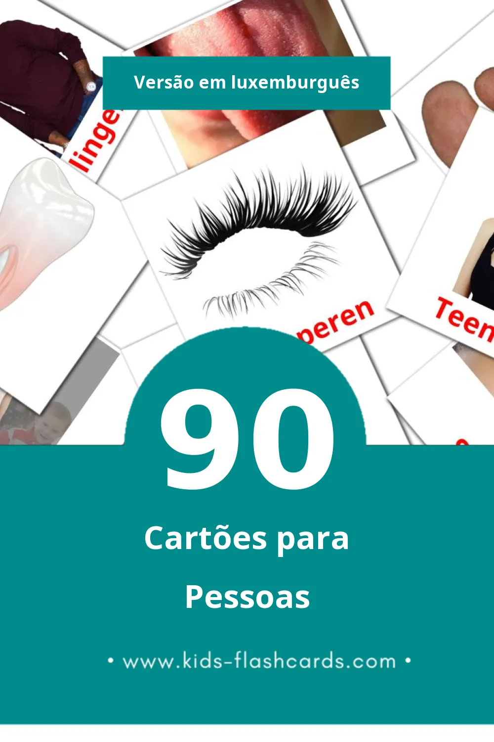 Flashcards de Leit Visuais para Toddlers (90 cartões em Luxemburguês)