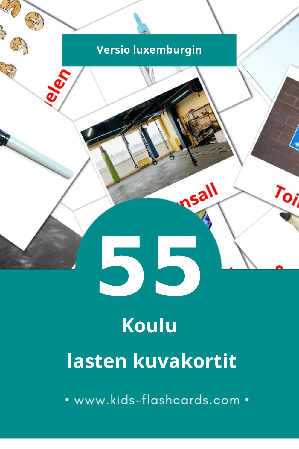 Schoul  lasten kuvakortit pikkulapsille (55 korttia Luxemburginksi)