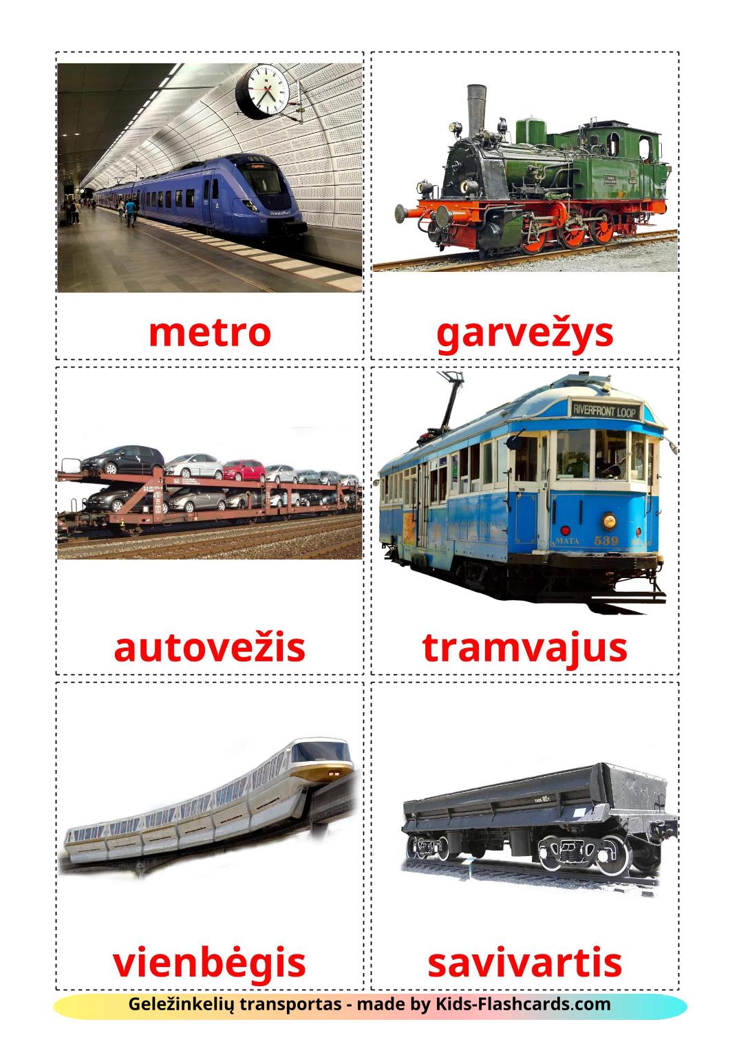 Transporte Ferroviário - 19 Flashcards lituanoes gratuitos para impressão