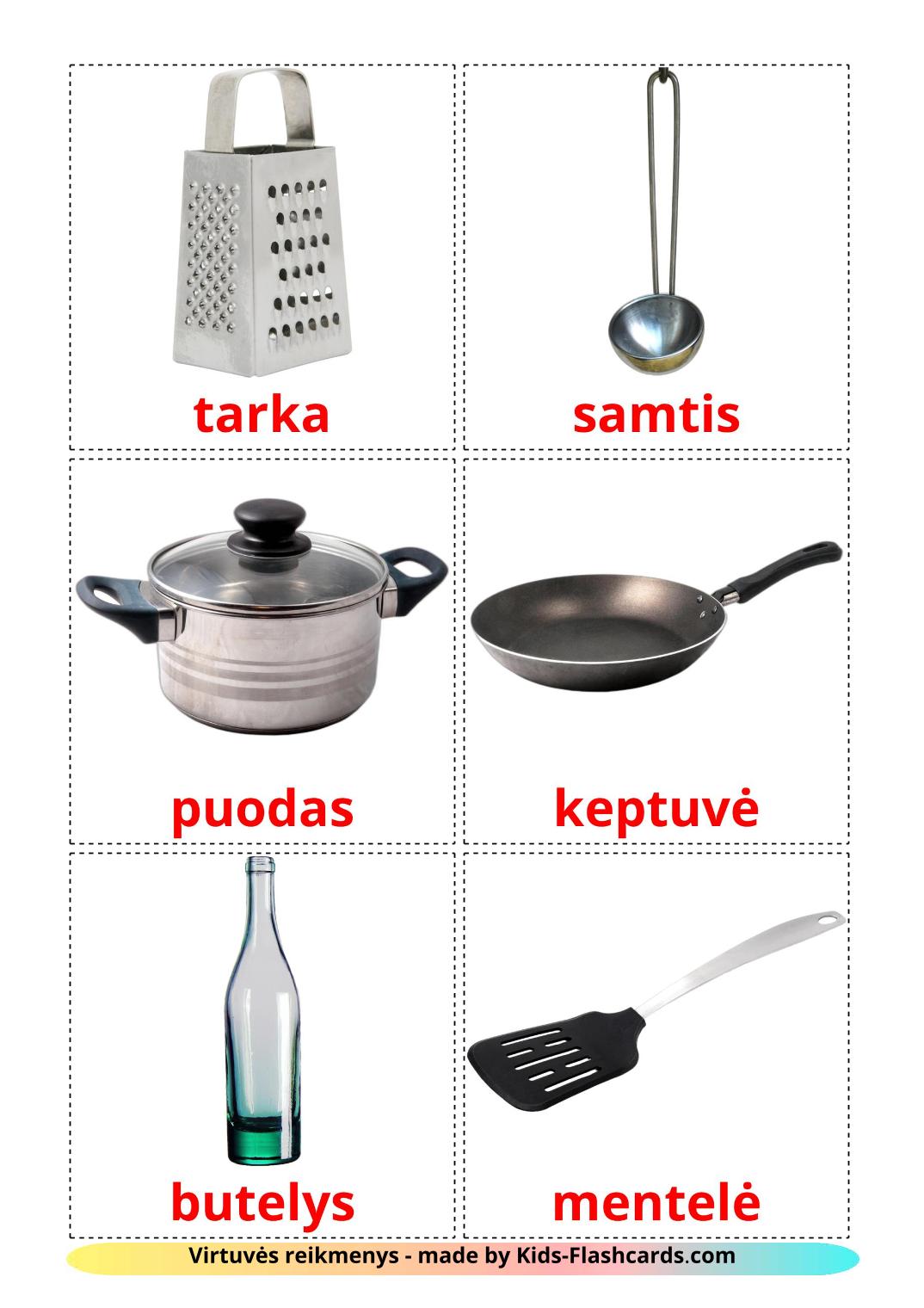 Kitchenware - 35 Free Printable lithuanian Flashcards 