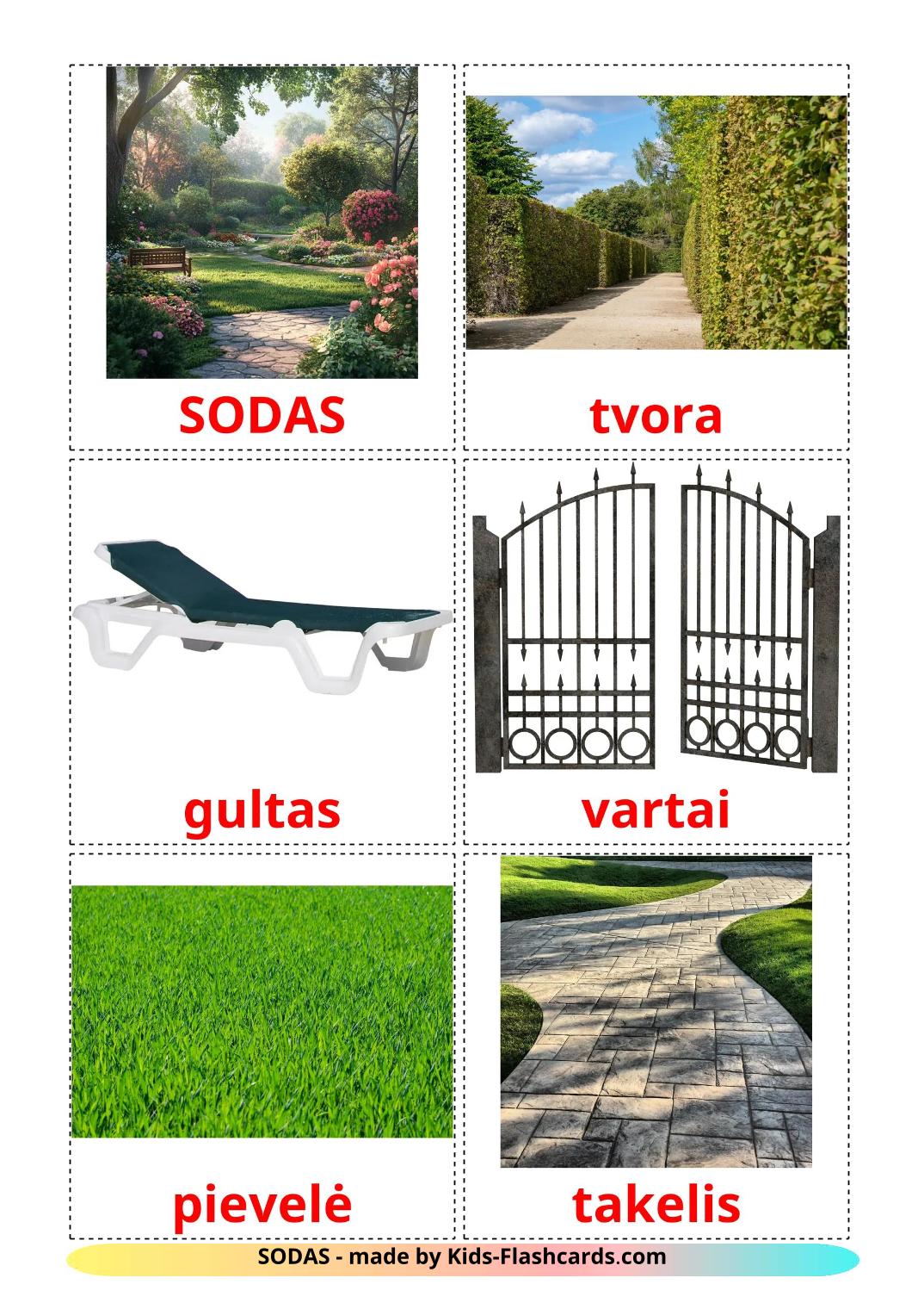 Jardim - 19 Flashcards lituanoes gratuitos para impressão