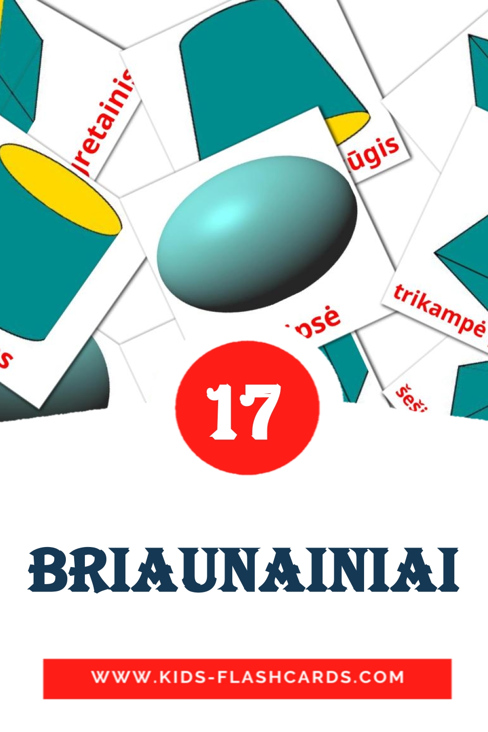 17 Briaunainiai Picture Cards for Kindergarden in lithuanian