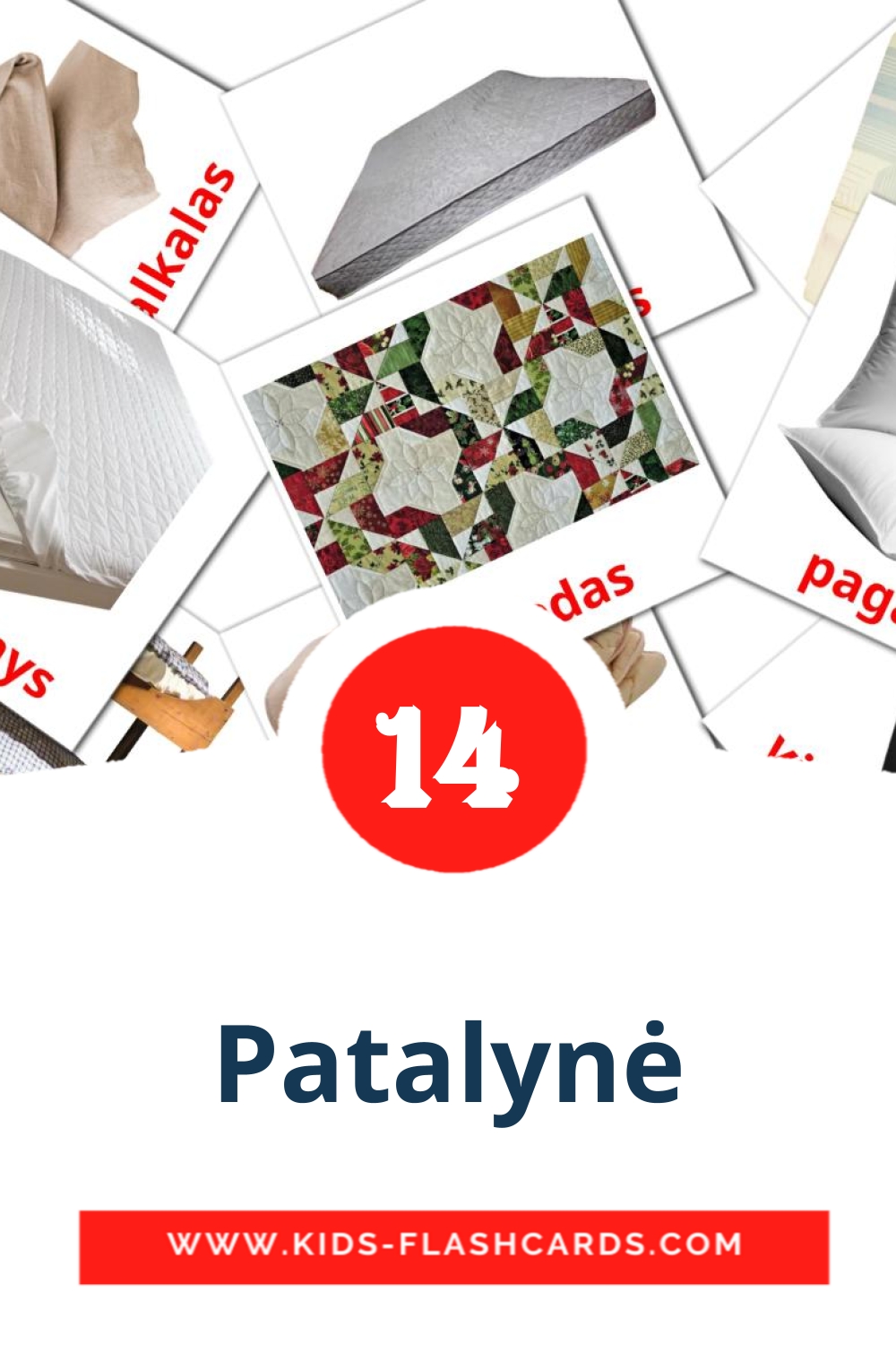 14 Patalynė Picture Cards for Kindergarden in lithuanian