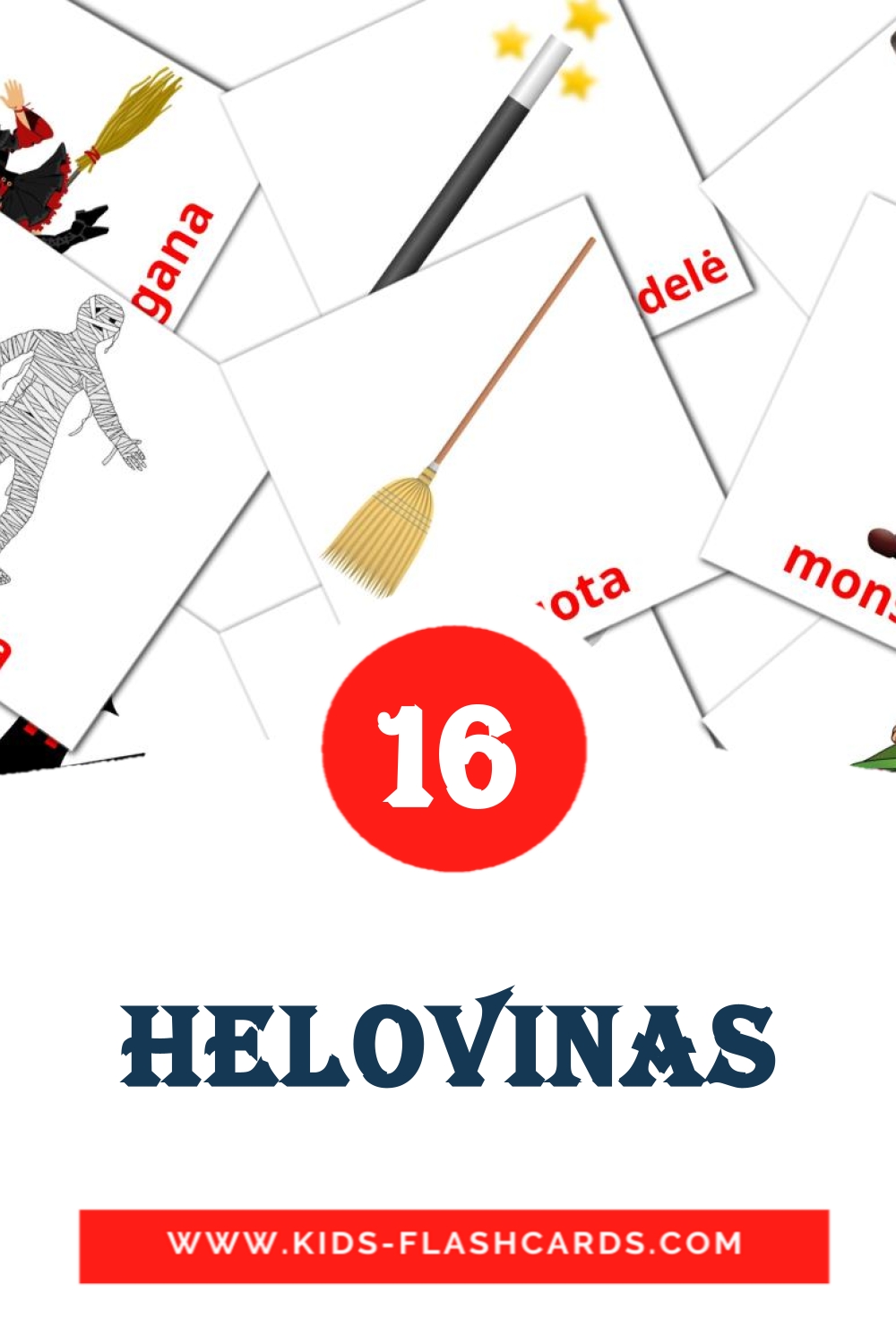Helovinas на литовском для Детского Сада (16 карточек)