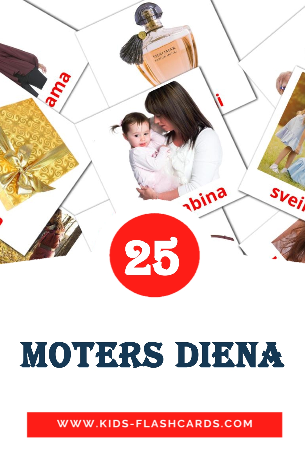 25 cartes illustrées de Moters diena pour la maternelle en lituanien