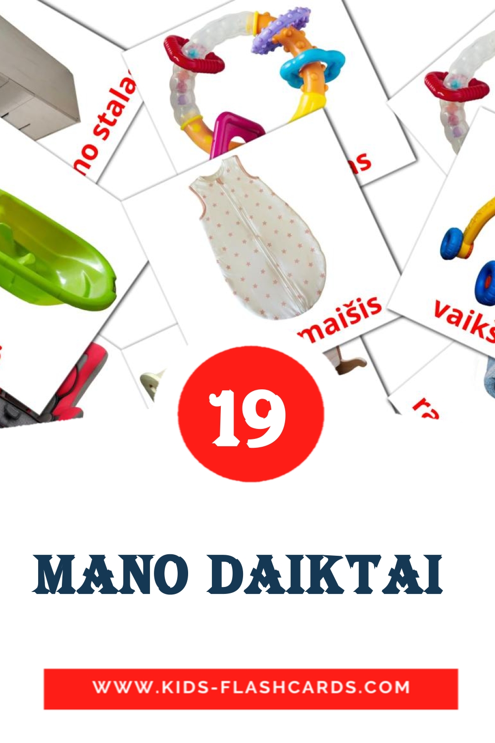 19 Mano daiktai  Picture Cards for Kindergarden in lithuanian