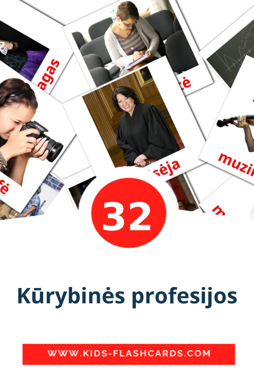 32 Kūrybinės profesijos fotokaarten voor kleuters in het litouws