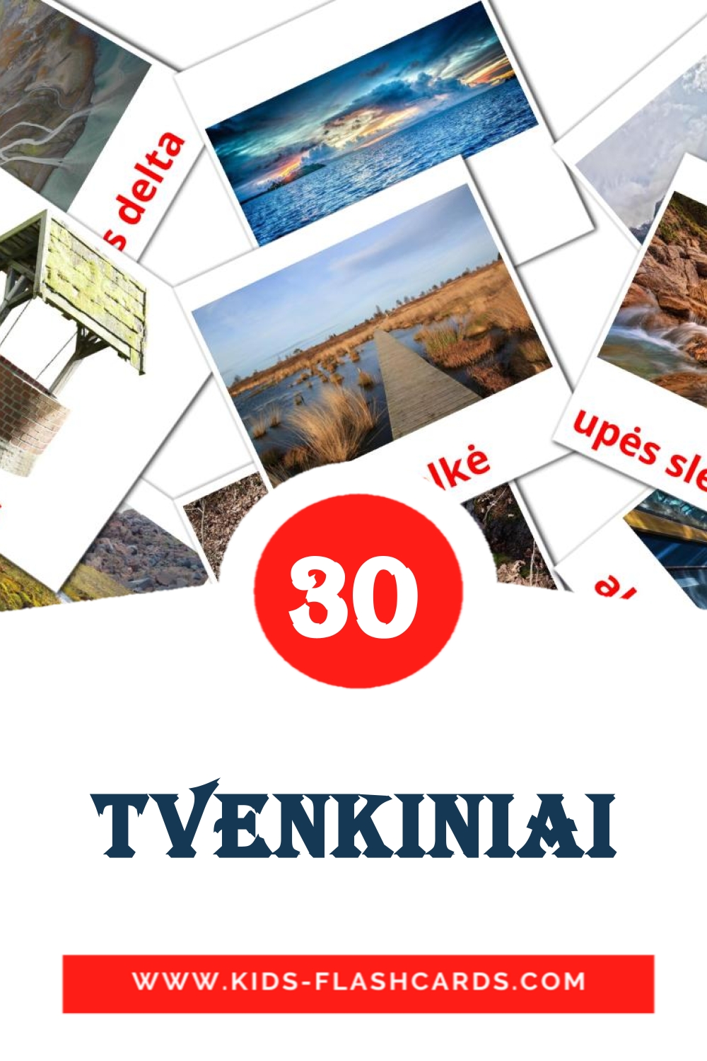 30 cartes illustrées de tvenkiniai pour la maternelle en lituanien