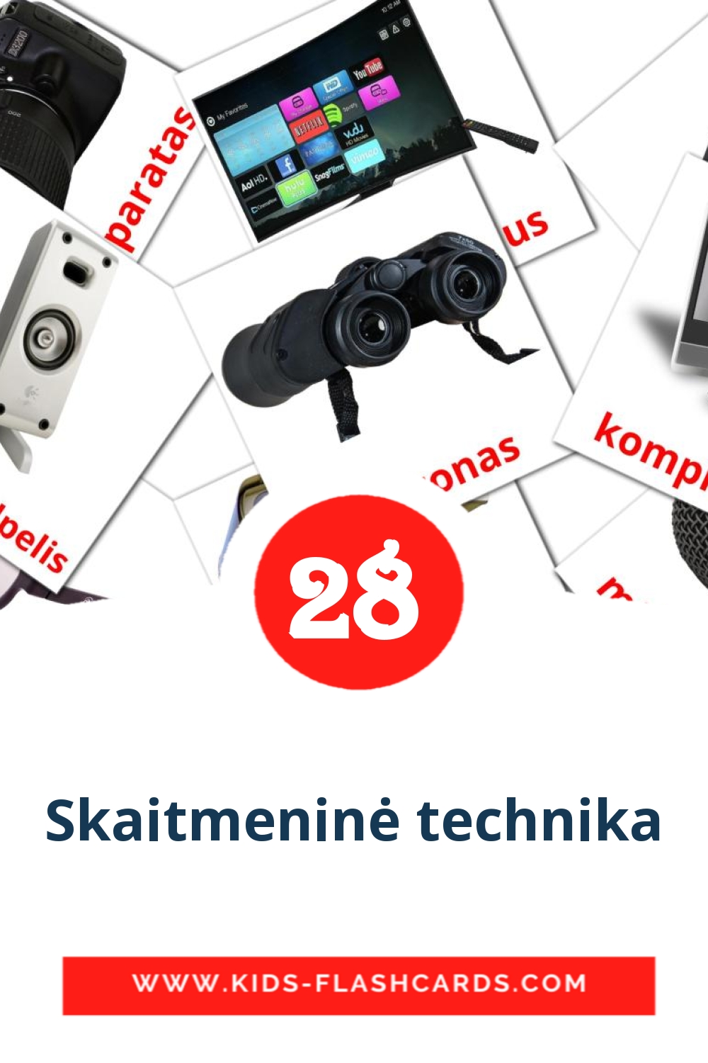 28 carte illustrate di Skaitmeninė technika per la scuola materna in lituano