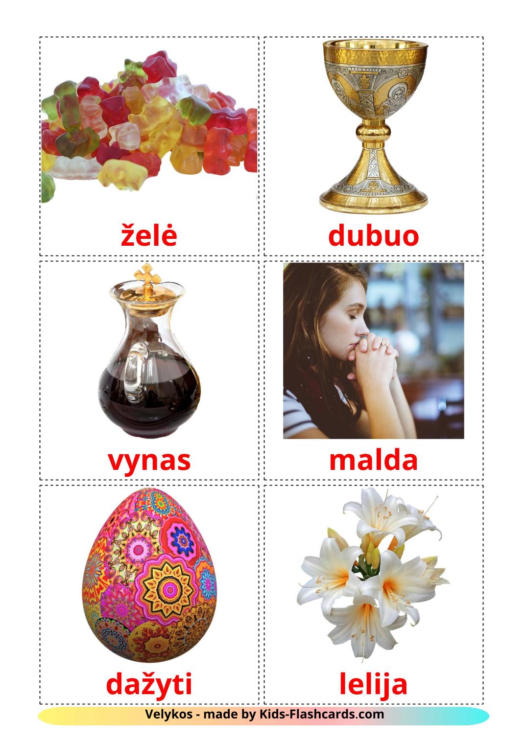 Easter - 31 Free Printable lithuanian Flashcards 